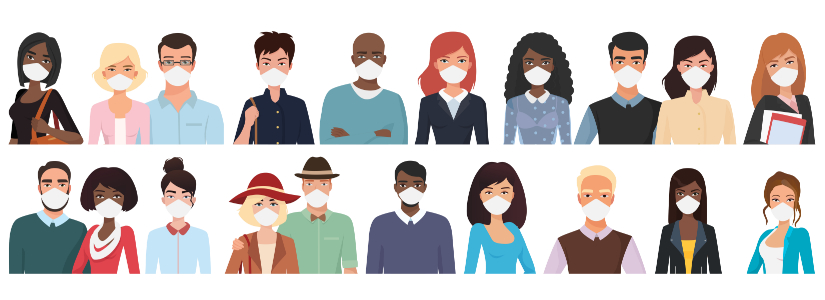 Personnes multiraciales d'âges différents portant des masques